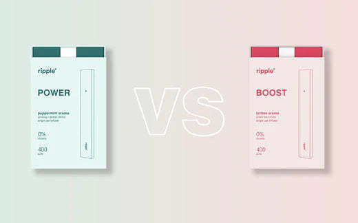 Ripple nicotine free POWER versus BOOST aromatic diffuser 