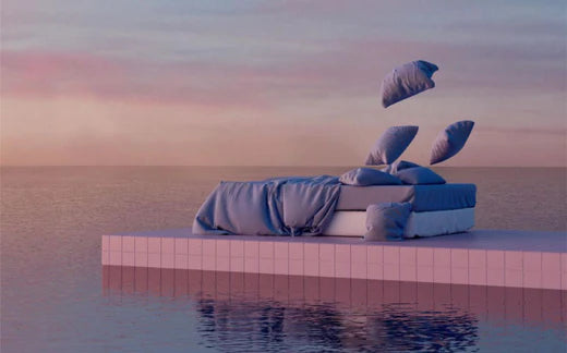 Bed in the middle of a body of water