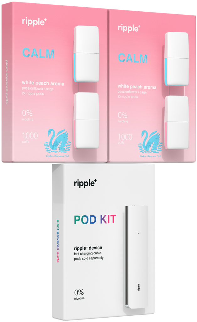 Ripple⁺ infinitely rechargeable device - with white peach pods